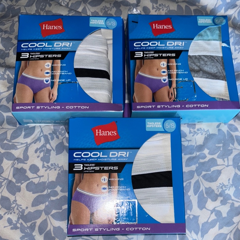 Lot of 3 packs of Hanes Hipster Panties Size 5/Small